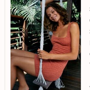 NWT Free People Sleeveless Textured Knit Dress in Terracotta